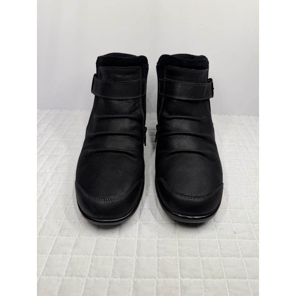 OrthoFeet Heidi Women's 10.5B Black Leather Orthopedic Ankle Boots Zip